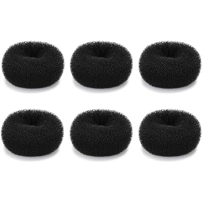 SQULIGT Extra Small Hair Bun Maker for Kids, 6 PCS Chignon Hair Donut Sock Bun Form for Girls, Mini Hair Doughnut Shaper for Short and Thin Hair (Small Size 2 Inch, Black) - Image 1